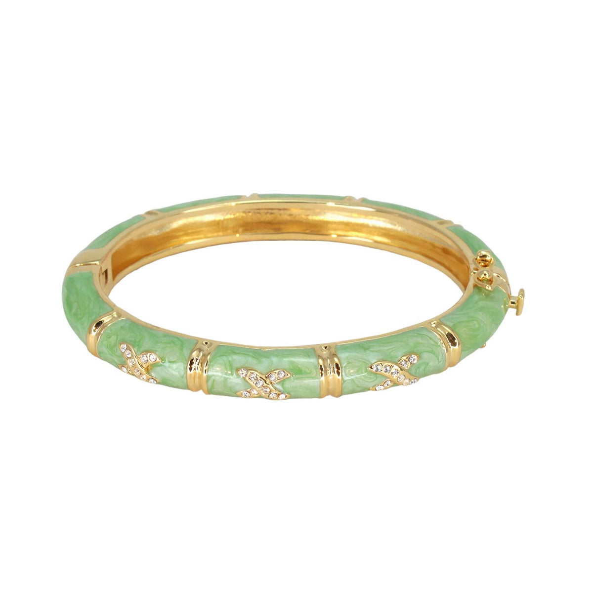 Elegant Hugs Bangle - Slim Pavé X jade enamel bracelet with gold-tone accents by Lauren G Adams on Tampa Home & Garden Store