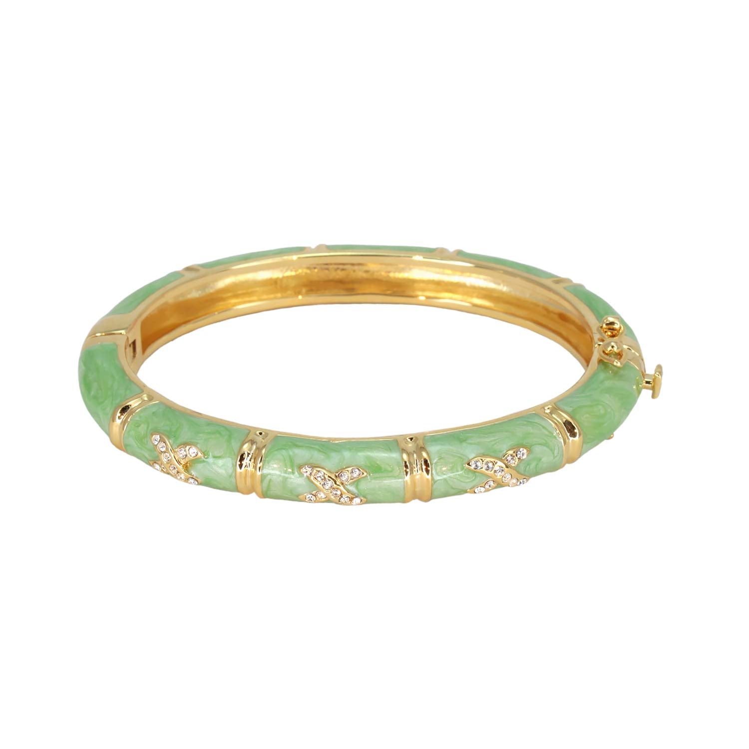 Elegant Hugs Bangle - Slim Pavé X jade enamel bracelet with gold-tone accents by Lauren G Adams on Tampa Home & Garden Store
