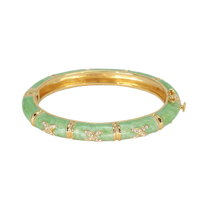 Elegant Hugs Bangle - Slim Pavé X jade enamel bracelet with gold-tone accents by Lauren G Adams on Tampa Home & Garden Store