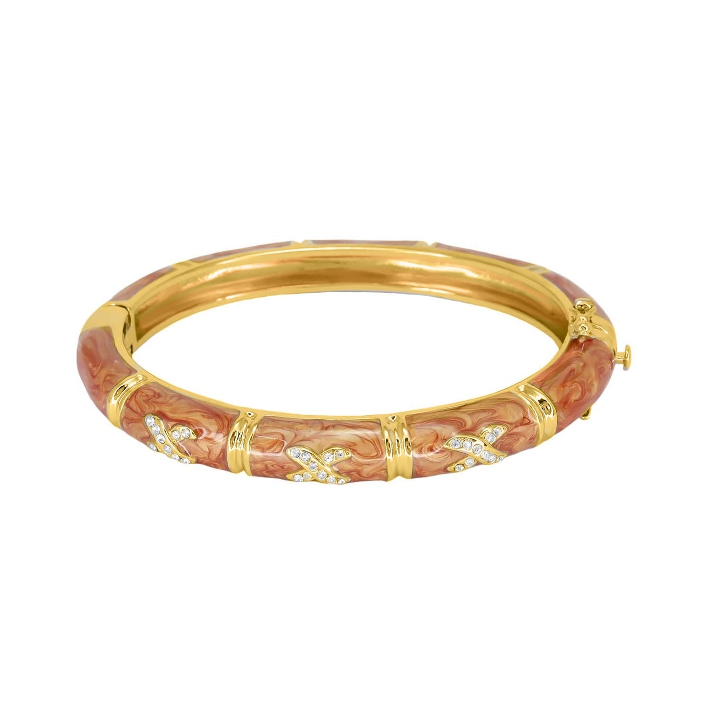 Elegant Hugs Bangle Pavé X gold-tone bracelet with pink enamel and crystals by Lauren G Adams on Tampa Home & Garden Store