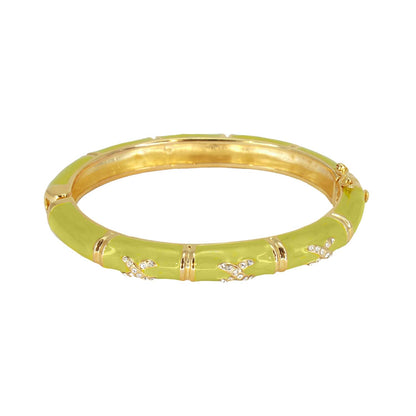 Elegant Hugs Bangle Slim Pavé X lime green enamel bracelet with gold-tone accents and crystals on Tampa Home & Garden Store