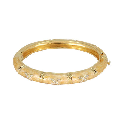 Elegant Hugs Bangle Slim Pavé X gold-tone with beige enamel crystal accents Lauren G Adams on Tampa Home & Garden Store