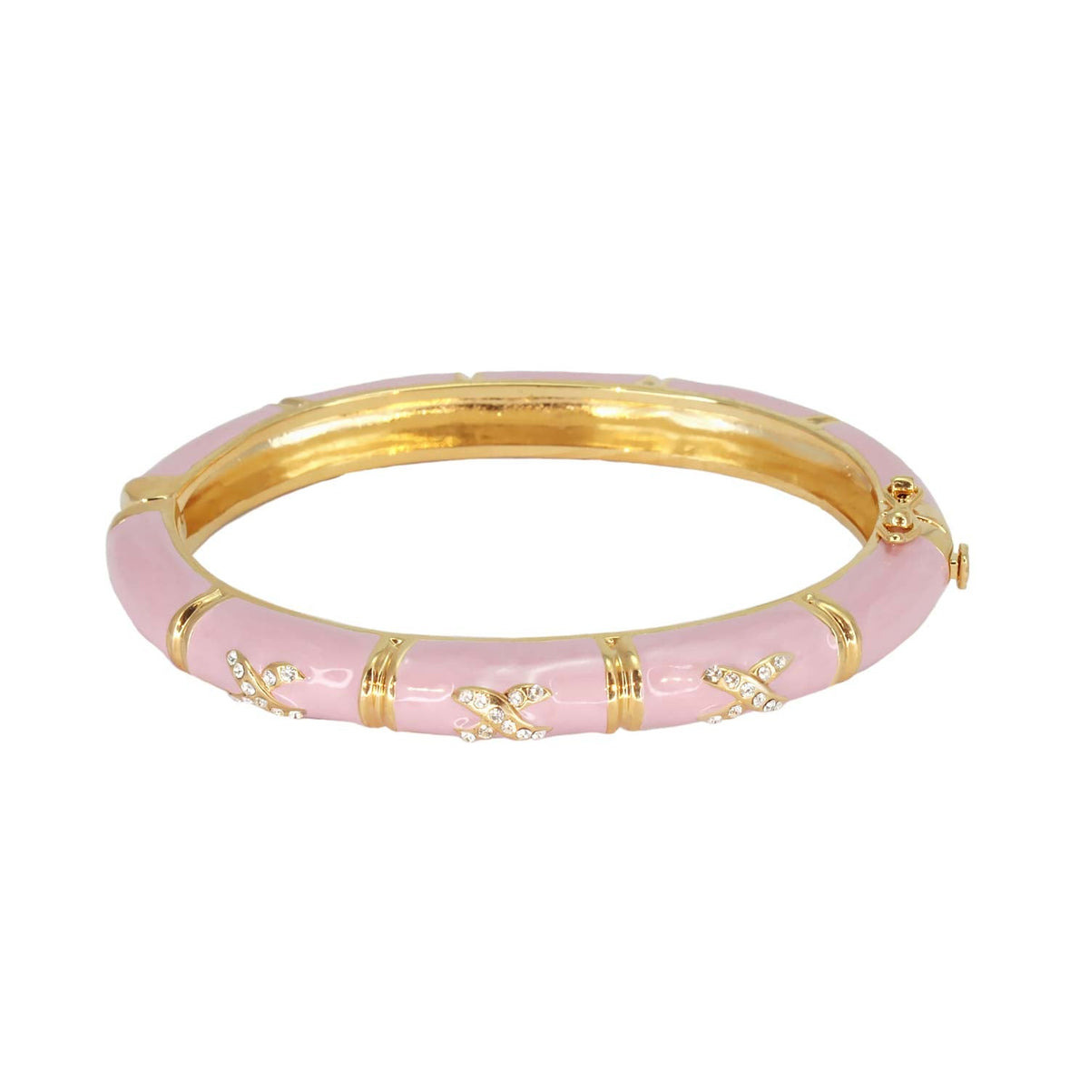 Elegant Hugs Bangle Slim Pavé X pink enamel bracelet with gold-tone accents on Tampa Home & Garden Store