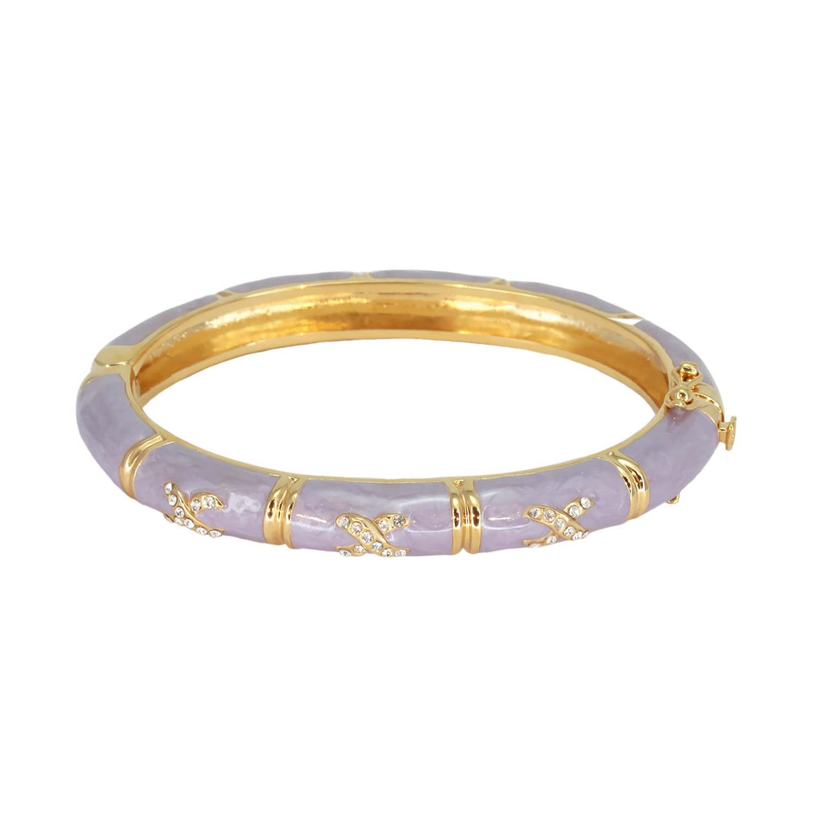 Elegant Hugs Bangle Slim Pavé X lavender ceramic on gold-tone bracelet by Lauren G Adams on Tampa Home & Garden Store