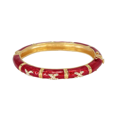 Elegant Hugs Bangle Slim Pavé X red enamel bracelet with gold-tone edges Lauren G Adams on Tampa Home & Garden Store