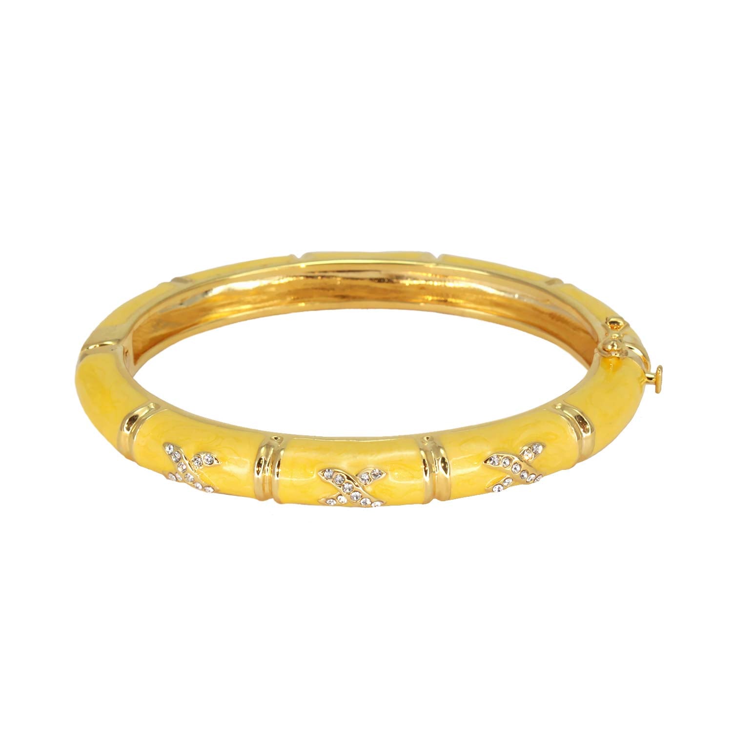 Elegant Hugs Bangle Slim Pavé X yellow gold tone bracelet with crystal X motifs on Tampa Home & Garden Store