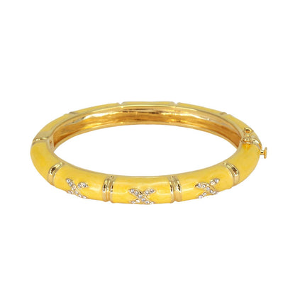 Elegant Hugs Bangle Slim Pavé X yellow gold tone bracelet with crystal X motifs on Tampa Home & Garden Store