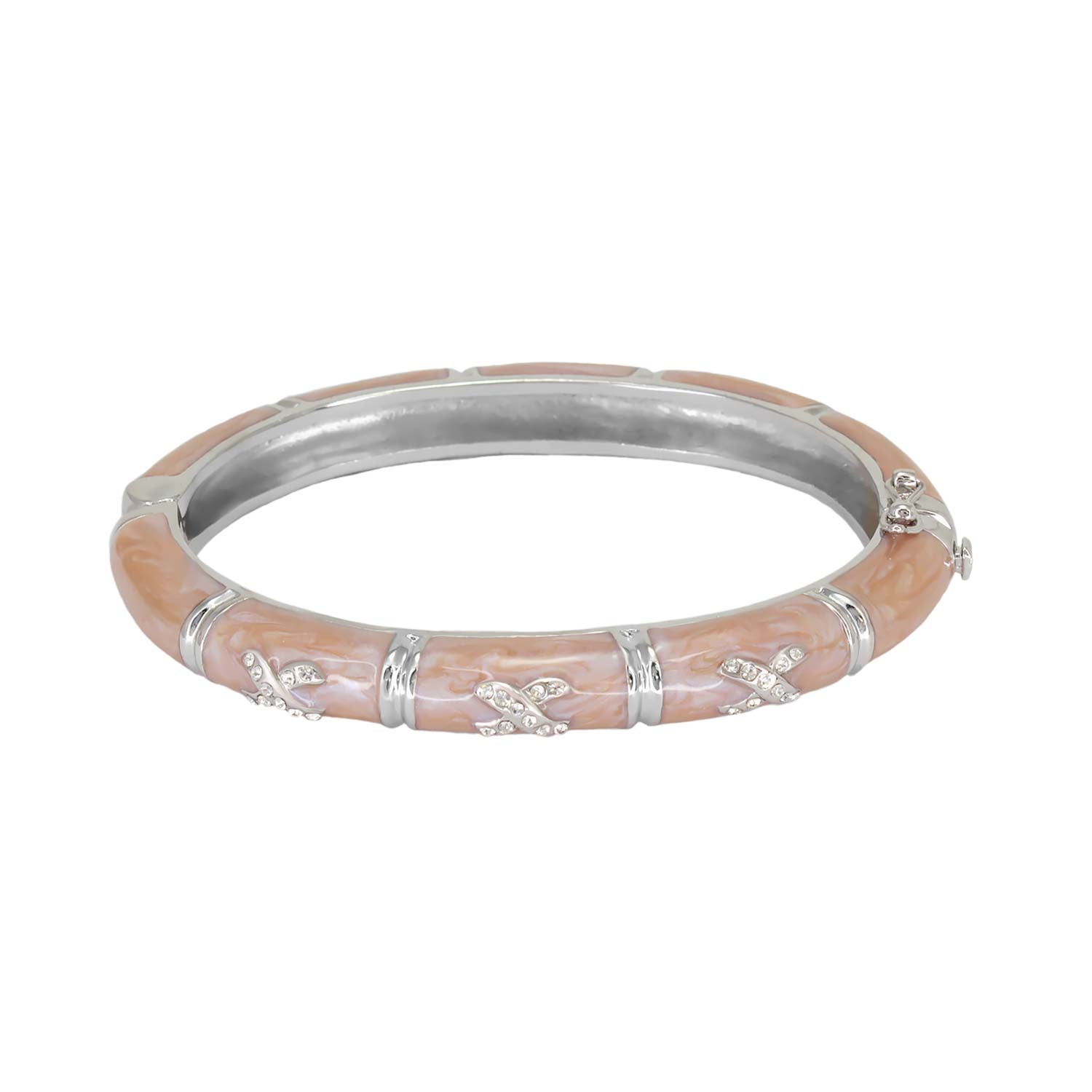 Elegant Hugs Bangle — Slim Pavé X pink ceramic inlay bracelet with silver spacers and crystal X motifs by Lauren G Adams on Tampa Home & Garden Store