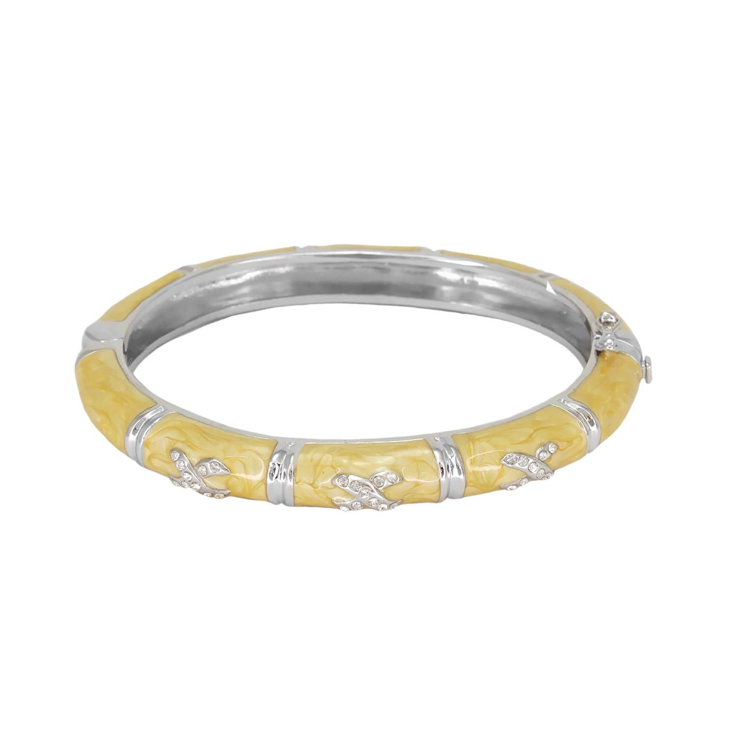Elegant Hugs Bangle Slim Pavé X bracelet Lauren G Adams yellow resin with silver links and crystals on Tampa Home & Garden Store