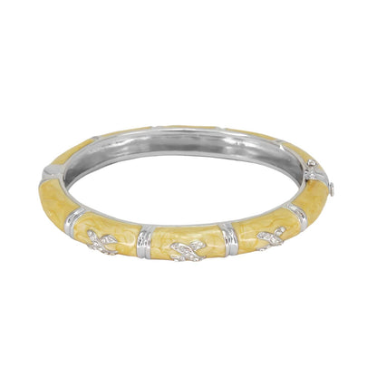 Elegant Hugs Bangle Slim Pavé X bracelet Lauren G Adams yellow resin with silver links and crystals on Tampa Home & Garden Store