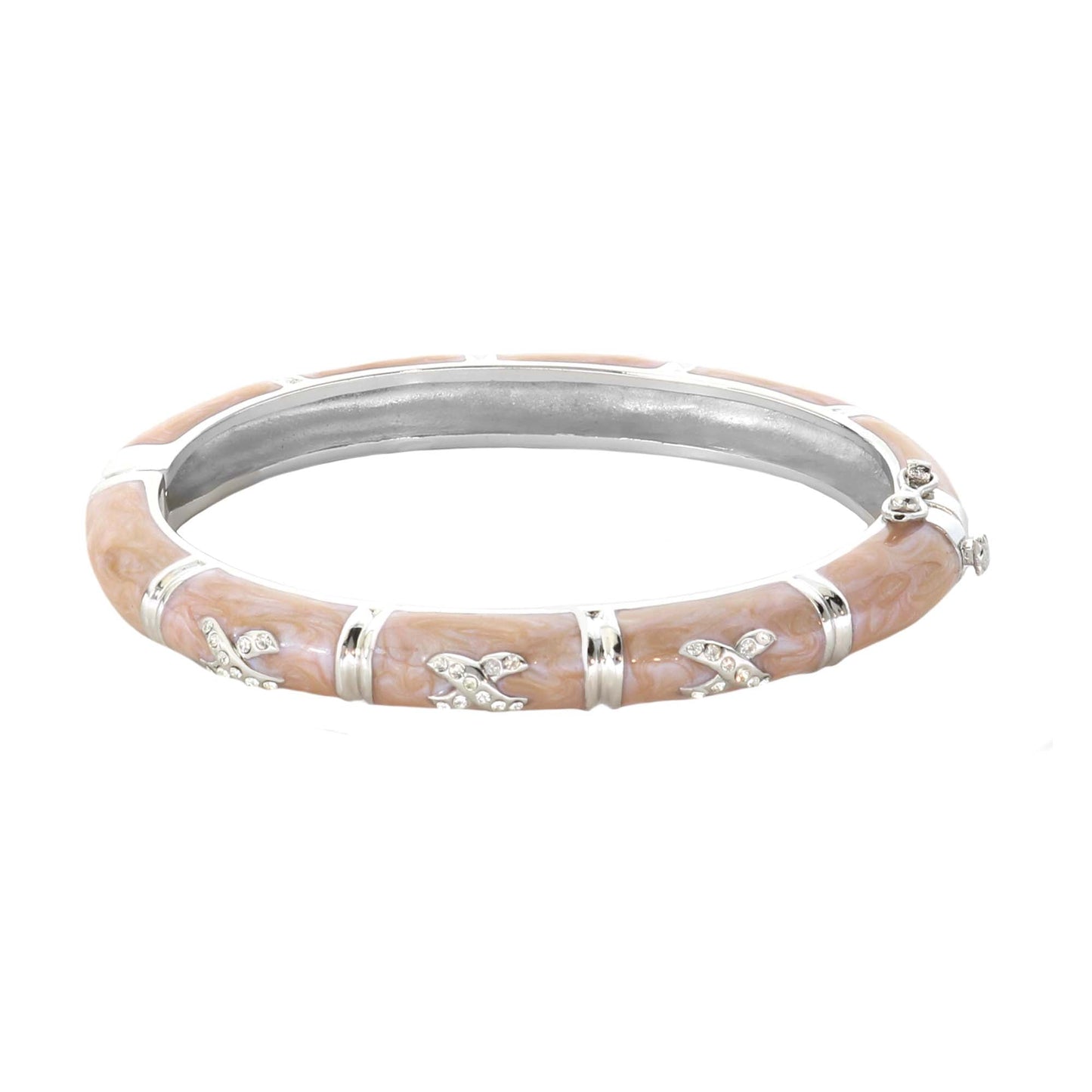 Elegant Hugs Bangle Slim Pavé X bracelet with pink marbled ceramic and silver links on Tampa Home & Garden Store
