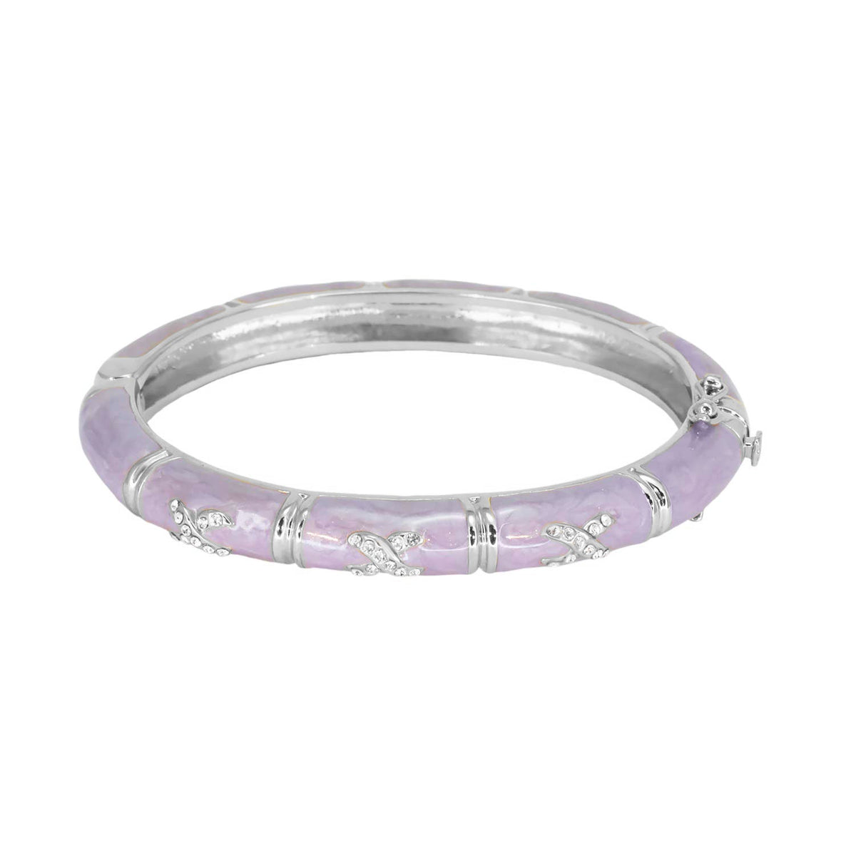 Elegant Hugs Bangle Slim Pavé X lavender enamel bracelet with silver-tone links on Tampa Home & Garden Store
