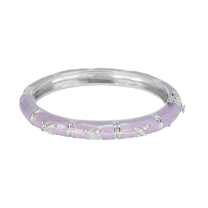 Elegant Hugs Bangle Slim Pavé X lavender enamel bracelet with silver-tone links on Tampa Home & Garden Store