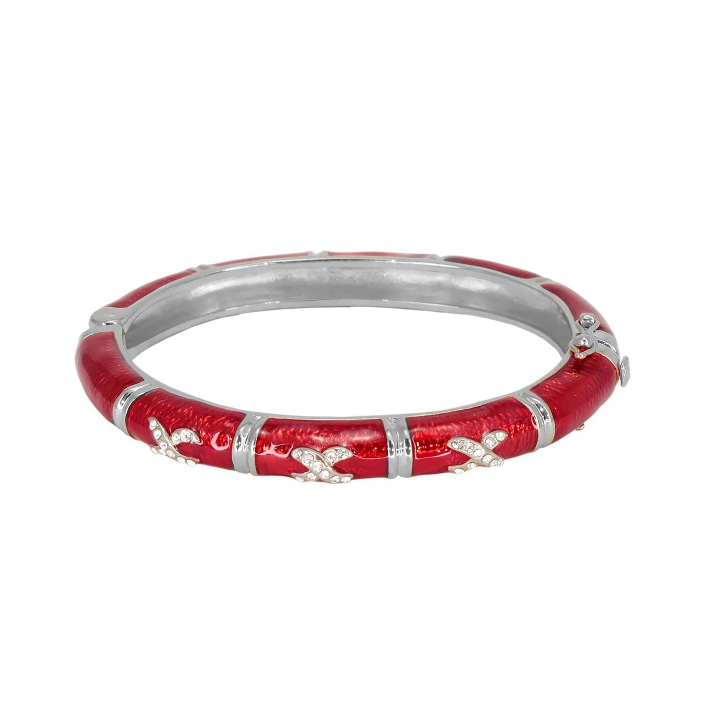 Elegant Hugs Bangle Slim Pavé X red enamel bracelet with silver accents by Lauren G Adams on Tampa Home & Garden Store