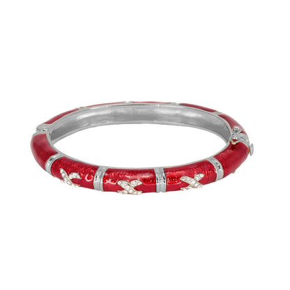 Elegant Hugs Bangle Slim Pavé X red enamel bracelet with silver accents by Lauren G Adams on Tampa Home & Garden Store