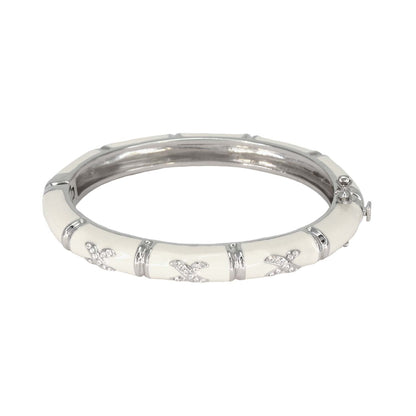 Elegant Hugs Bangle Slim Pavé X bracelet in white ceramic with crystal accents, Lauren G Adams on Tampa Home & Garden Store