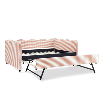 Gingham Daybed With USB Port and Wave Design