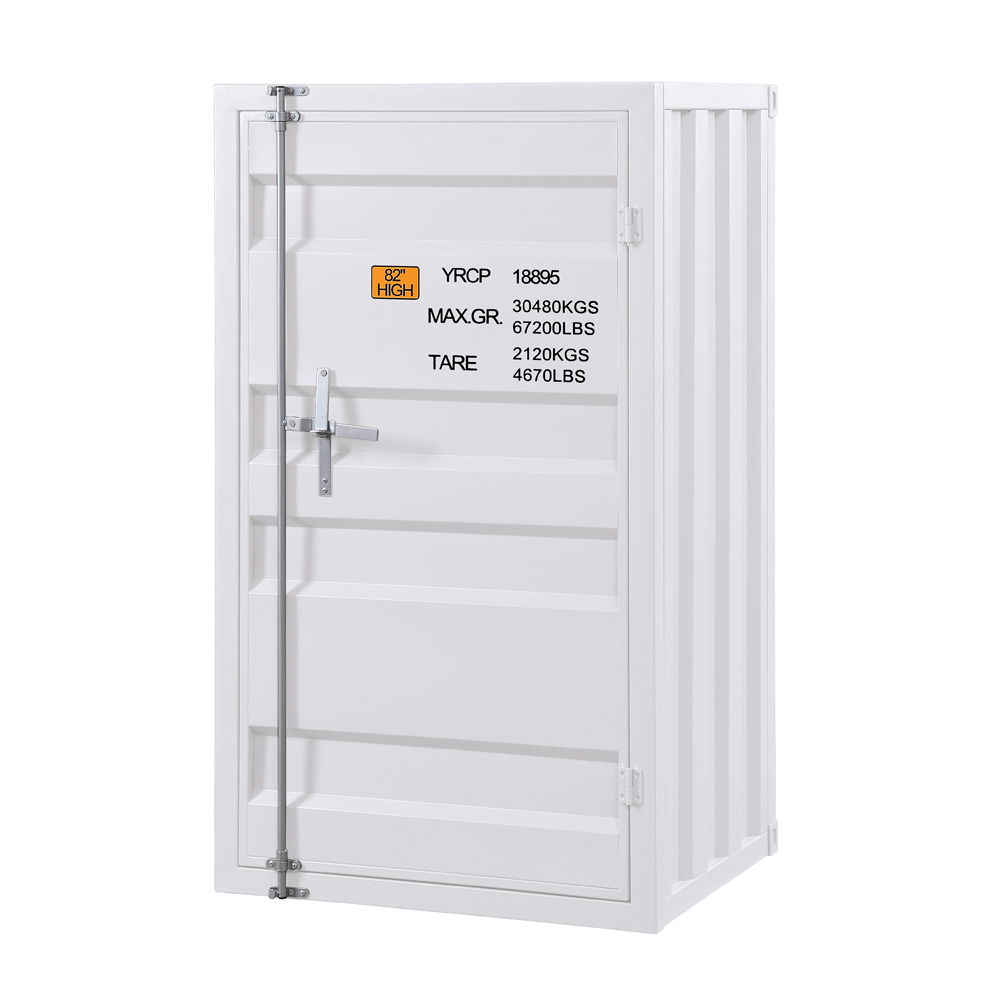Cargo Ample Storage Chest white metal accent chest with container-style door HouseOfZazla on Tampa Home & Garden Store