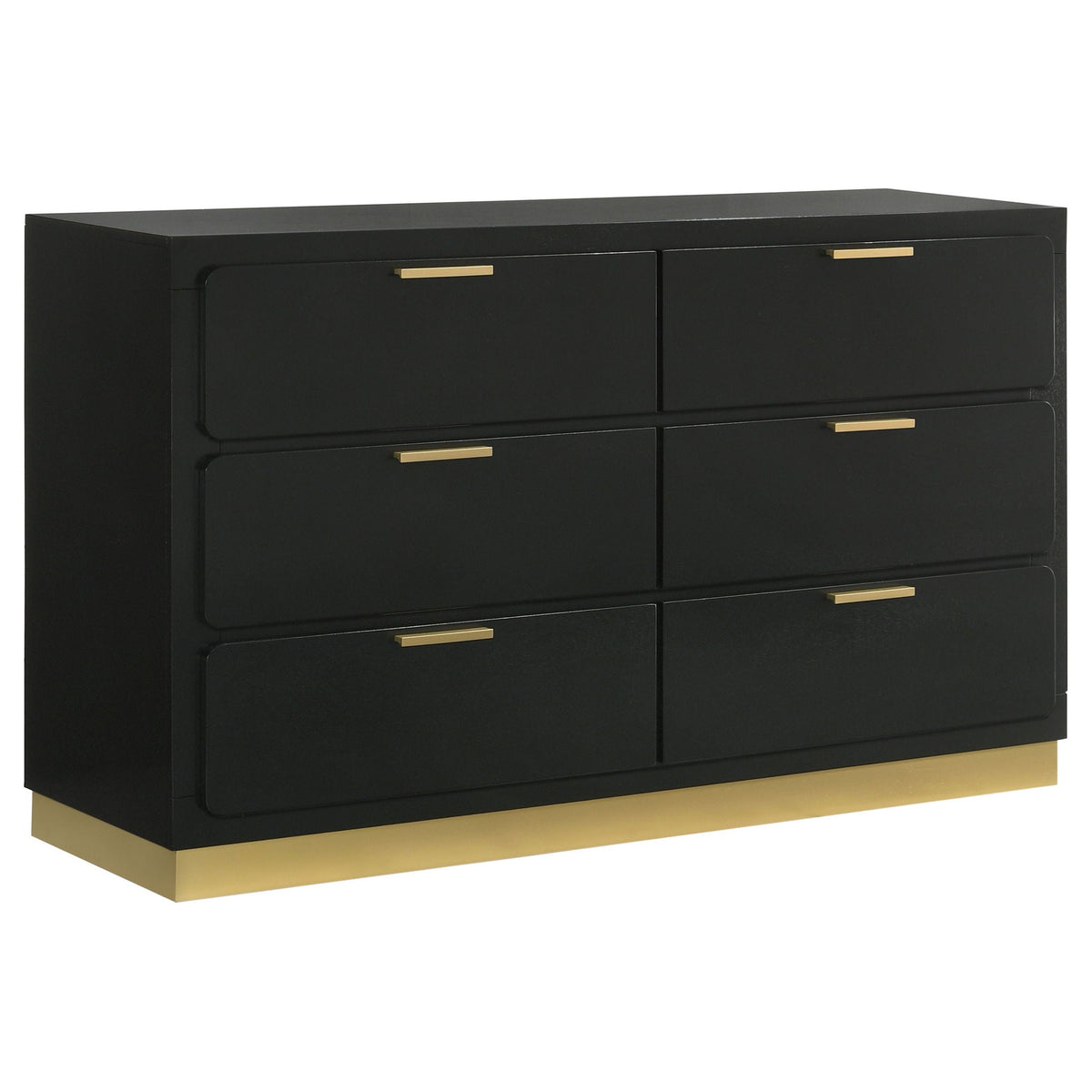 Sophia 4 Piece Bedroom Set dresser by HouseOfZazla in black with gold handles on Tampa Home & Garden Store