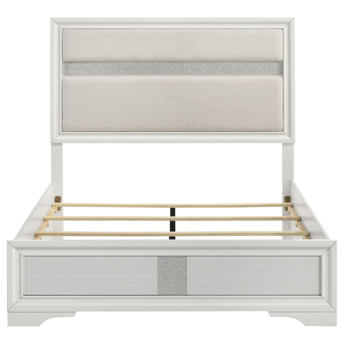Annie Upholstered Panel Bed and Glitter Stripe