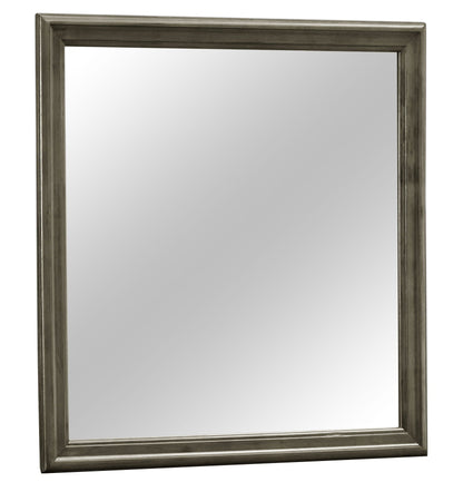 Traditional wall mirror with wood veneer frame in metallic gray finish on Tampa Home & Garden Store