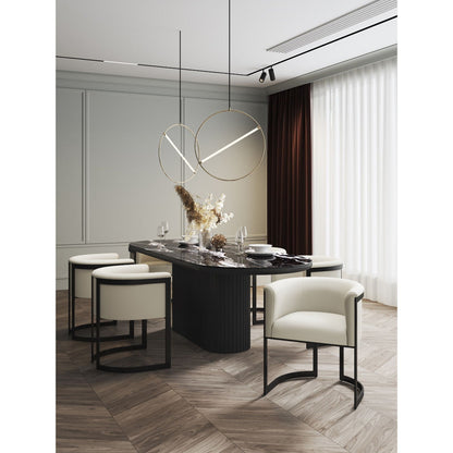Corso dining chair with modern metal frame in beige upholstery, arm chair by HouseOfZazla on Tampa Home & Garden Store