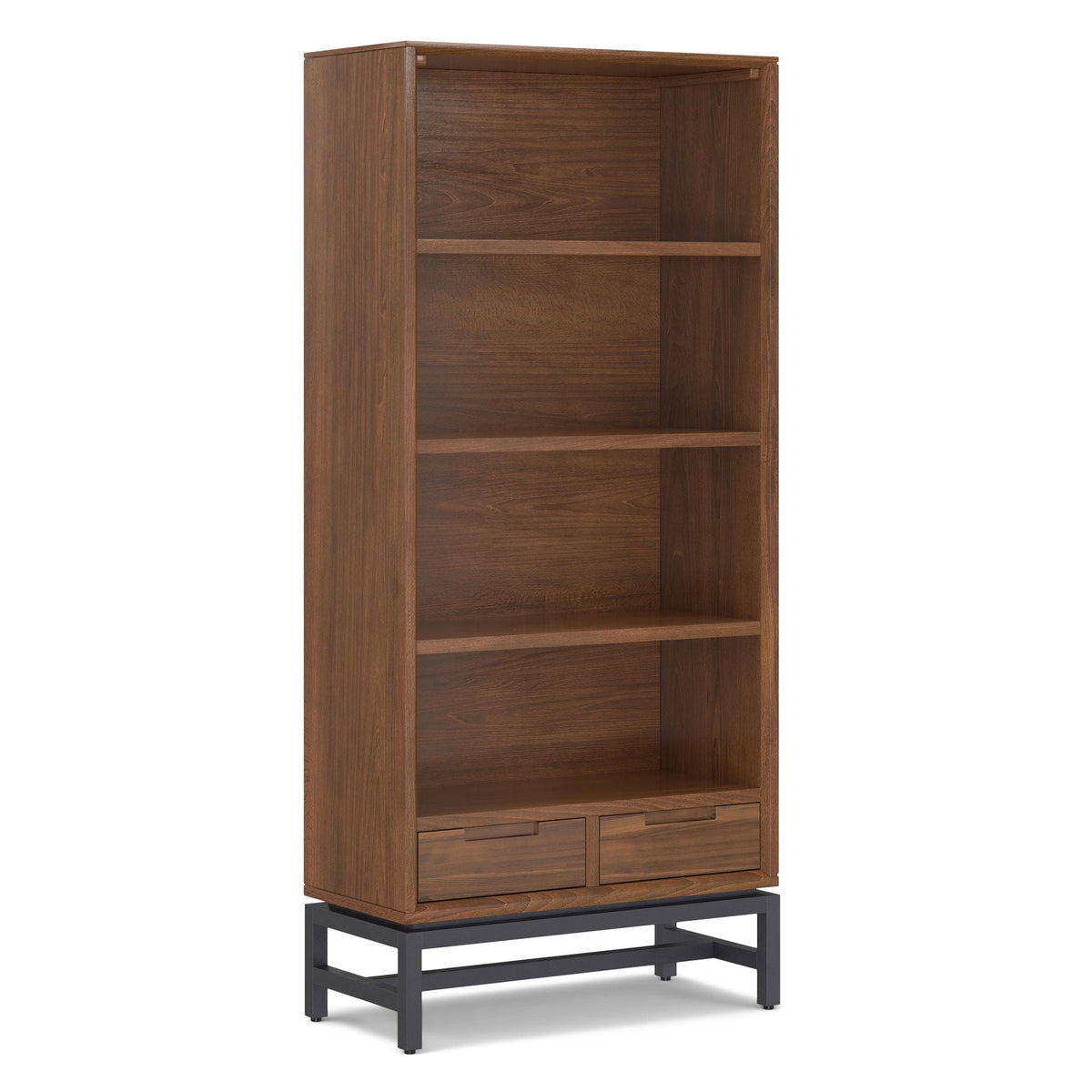 Handcrafted mid-century bookcase with multiple shelves in warm wood finish on Tampa Home & Garden Store