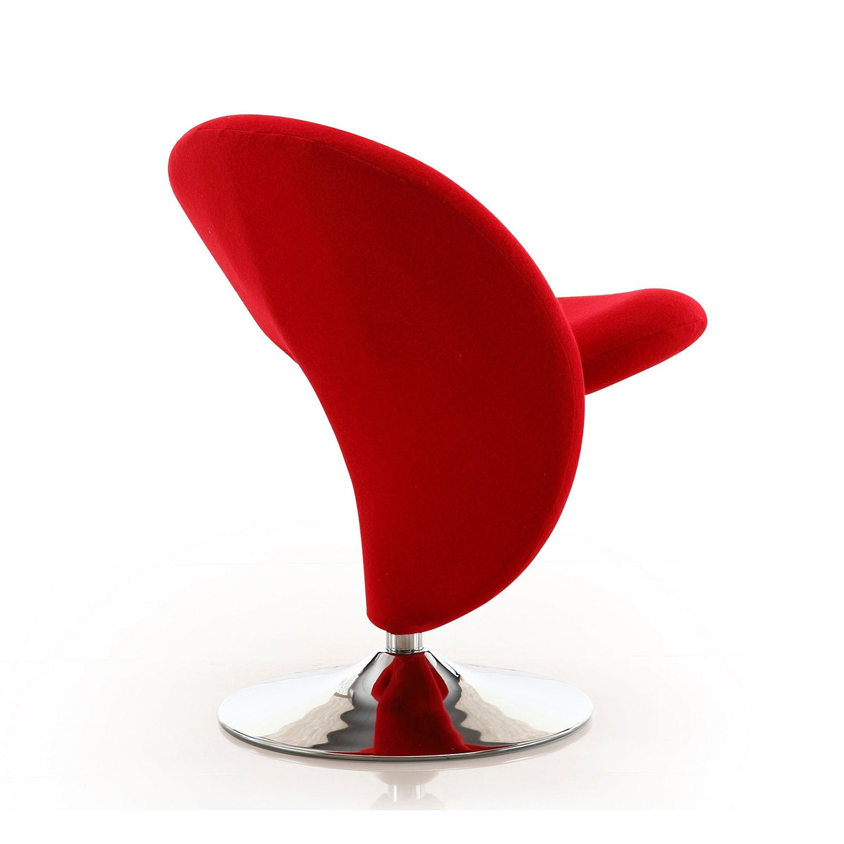 Swivel lounge chair red wool-blend upholstery with chrome pedestal base HouseOfZazla on Tampa Home & Garden Store