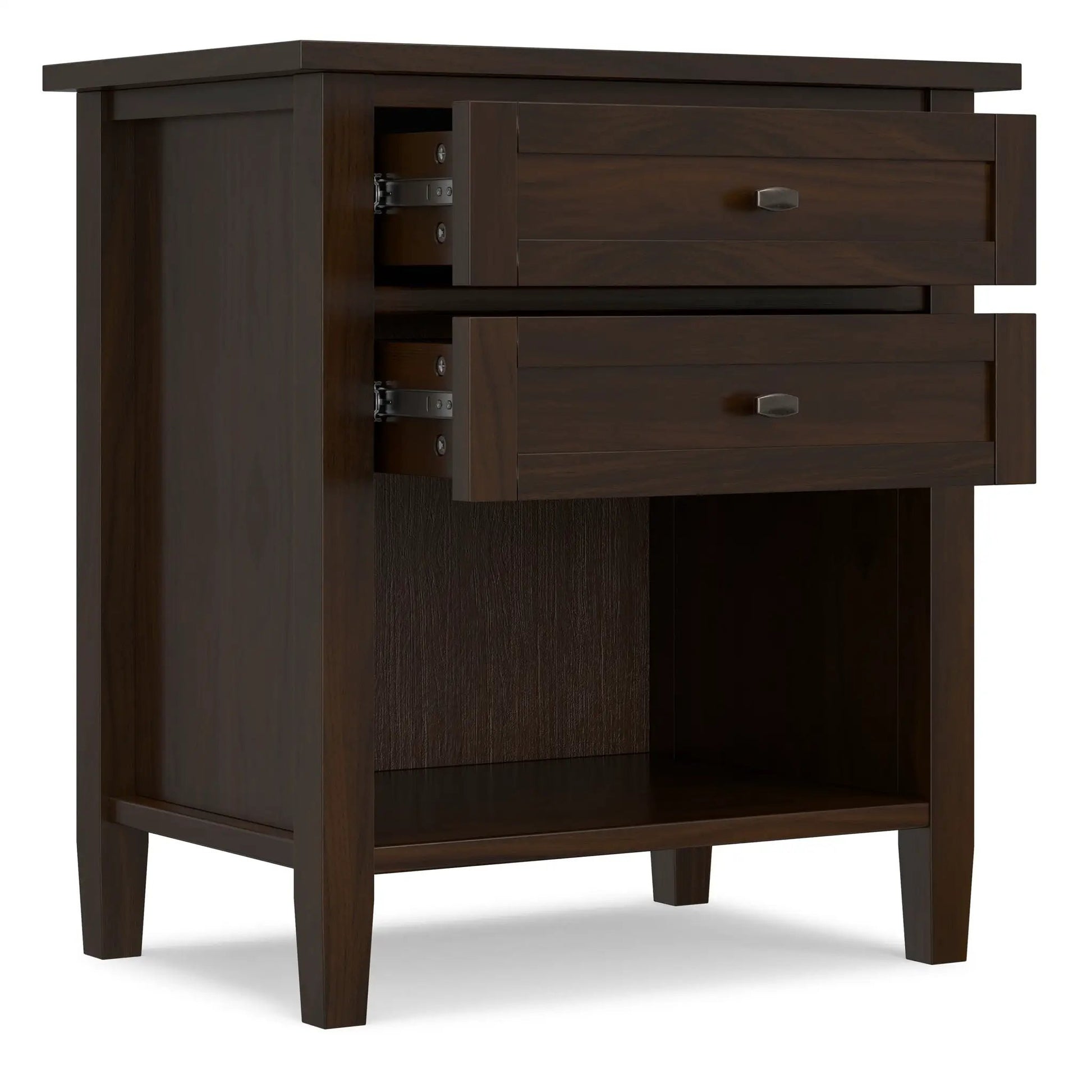 Warm Shaker bedside table dark espresso wood with metal pulls Unique Piece Furniture on Tampa Home & Garden Store