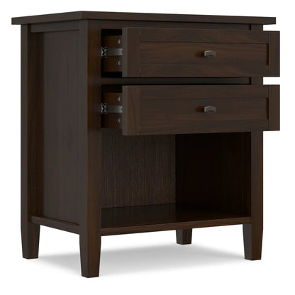 Warm Shaker bedside table dark espresso wood with metal pulls Unique Piece Furniture on Tampa Home & Garden Store