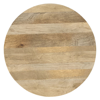 Demy Side Table round natural wood top with mixed timber planks by HouseOfZazla on Tampa Home & Garden Store