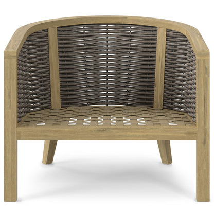 Parkside outdoor conversation chair set (2) with natural wood frame and woven rattan back by HouseOfZazla on Tampa Home & Garden Store