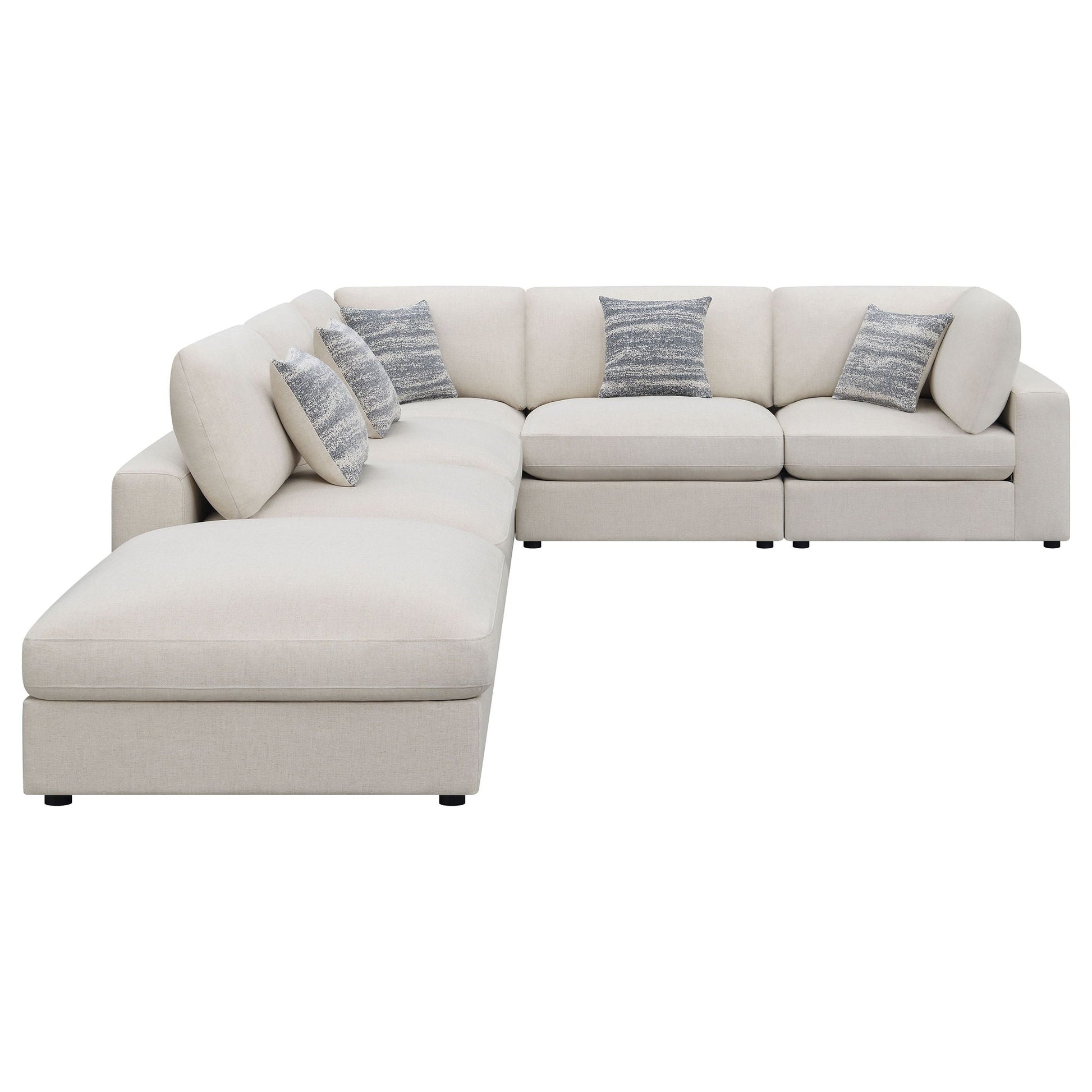 Rhette Upholstered Sectional, cream fabric 2pc with chaise-left and pillows HouseOfZazla on Tampa Home & Garden Store