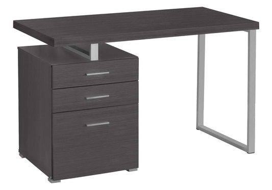 Computer desk with left 4-drawer storage chest and right metal frame leg in dark wood finish on Tampa Home & Garden Store