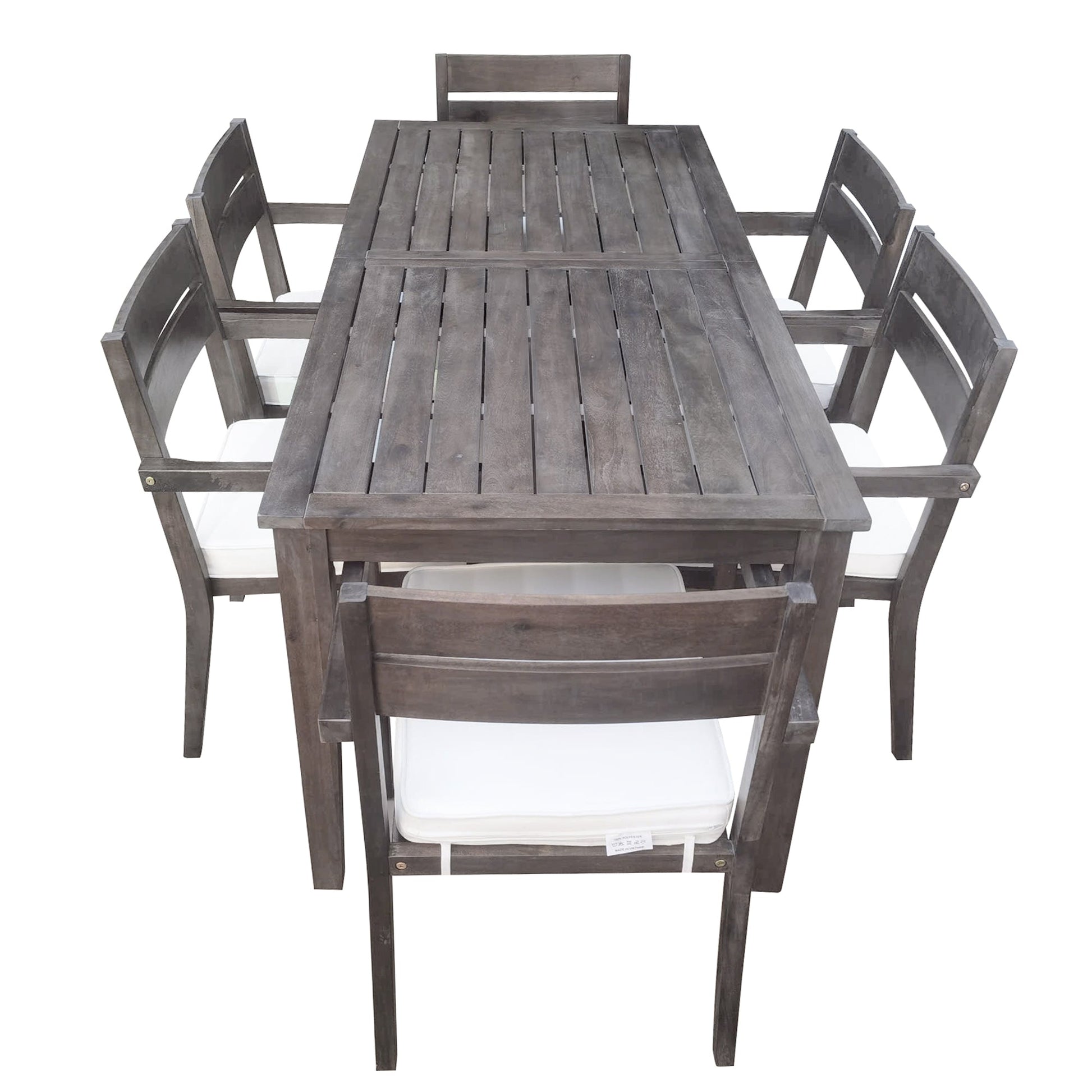 U_Style 7-Piece Acacia Wood Outdoor Dining Set with Cushions dark-stained on Tampa Home & Garden Store