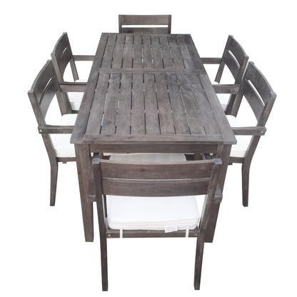 U_Style 7-Piece Acacia Wood Outdoor Dining Set with Cushions dark-stained on Tampa Home & Garden Store