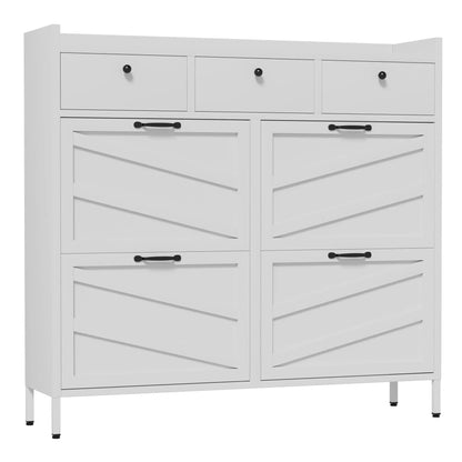 Shoe Cabinet With Flip Drawers and Hidden Storage