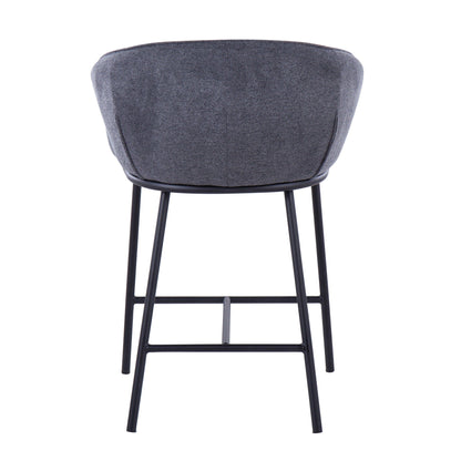Ashland Contemporary Counter Stool (Set of 2), gray fabric upholstery with black metal legs on Tampa Home & Garden Store