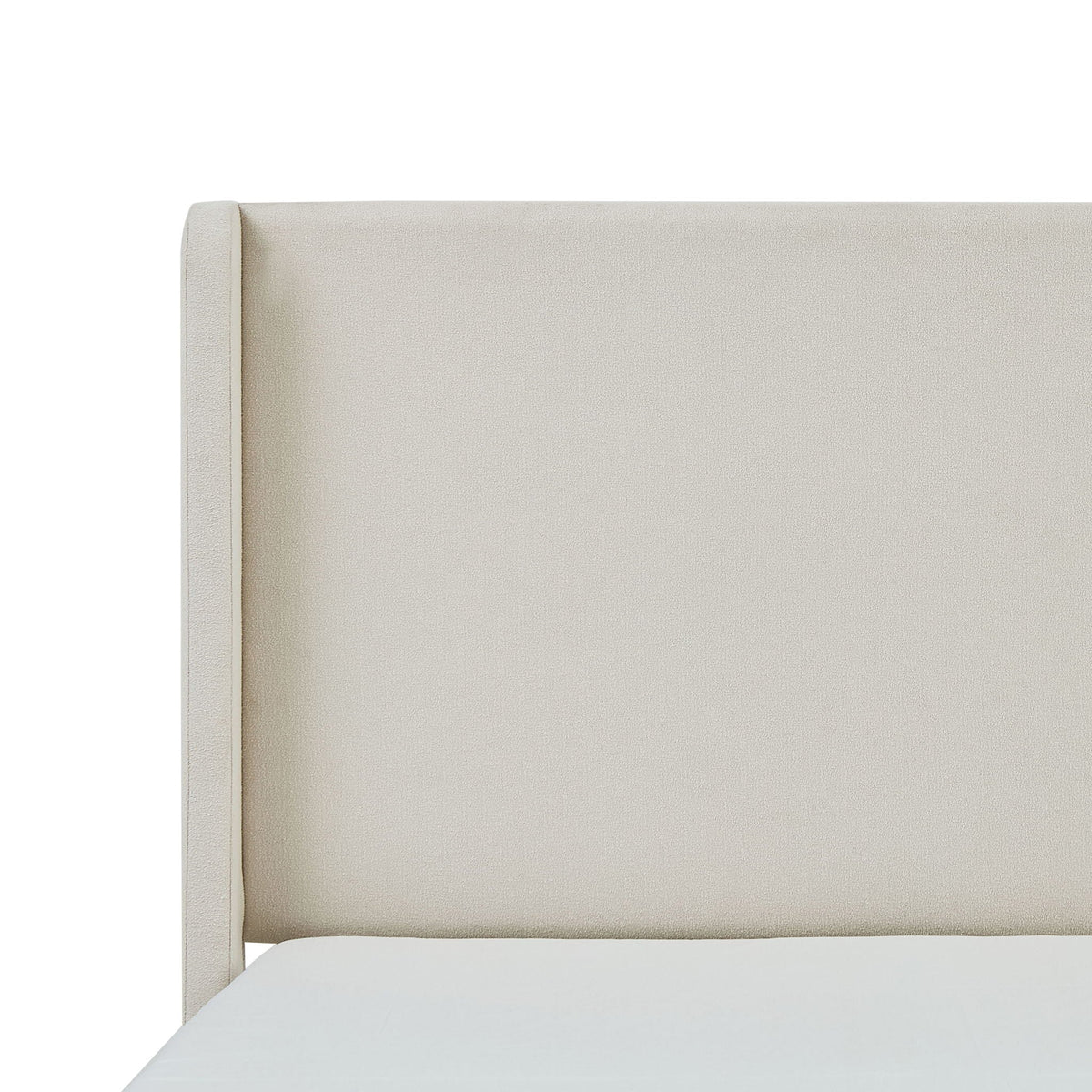 Carmen King Size Upholstered Wingback Bed in ivory fabric with cushioned headboard on Tampa Home & Garden Store