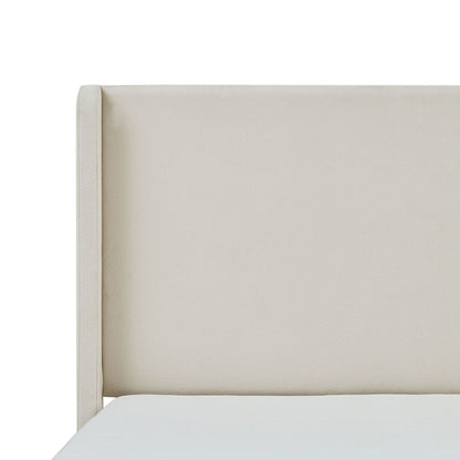 Carmen King Size Upholstered Wingback Bed in ivory fabric with cushioned headboard on Tampa Home & Garden Store