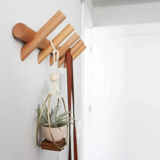 Solid Oak Wall Coat Rack Scandinavian Wooden 4 or 5 Peg Hooks - Tampa Home & Garden Store