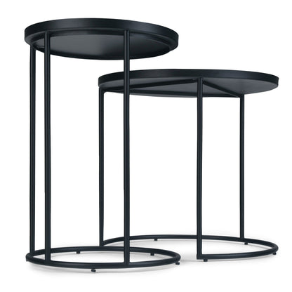 Monet Black Metal Nesting Tables, 2 round tables with slim legs, HouseOfZazla on Tampa Home & Garden Store