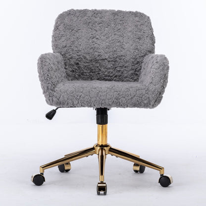 Office Chair with Rabbit Hair and Metal Base