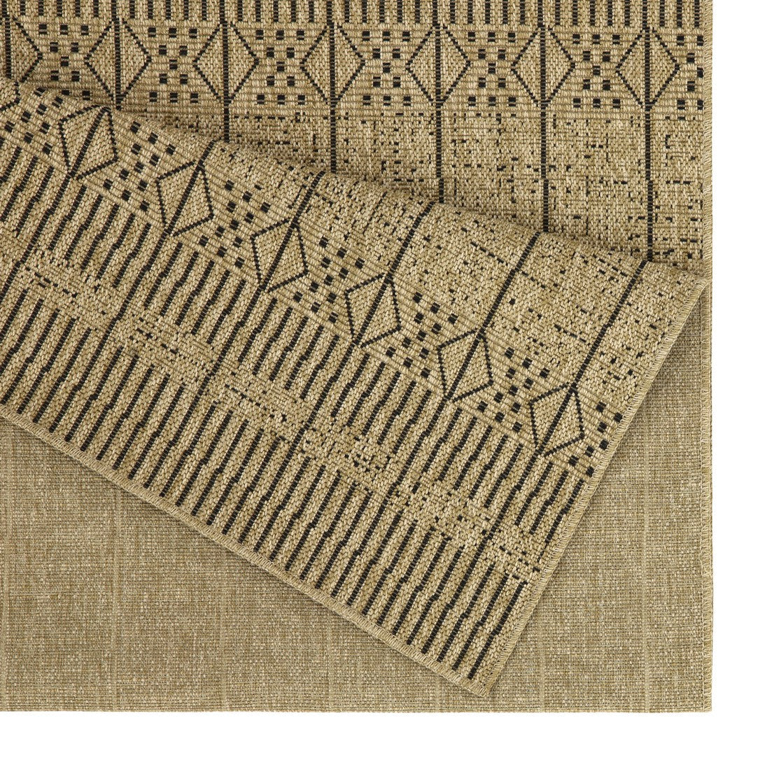 Earth GC_NTL1008 Jute/Black Indoor/Outdoor Area Rug with geometric pattern on Tampa Home & Garden Store