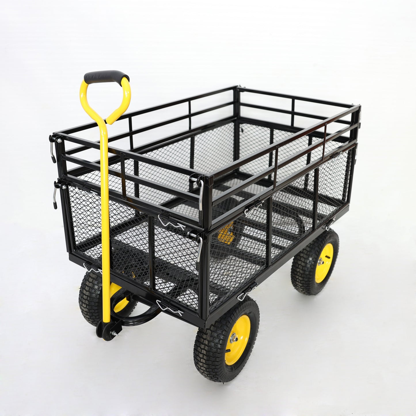Garden cart with black steel frame, yellow wheels and handle HouseOfZazla on Tampa Home & Garden Store