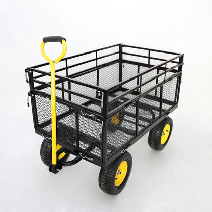 Garden cart with black steel frame, yellow wheels and handle HouseOfZazla on Tampa Home & Garden Store