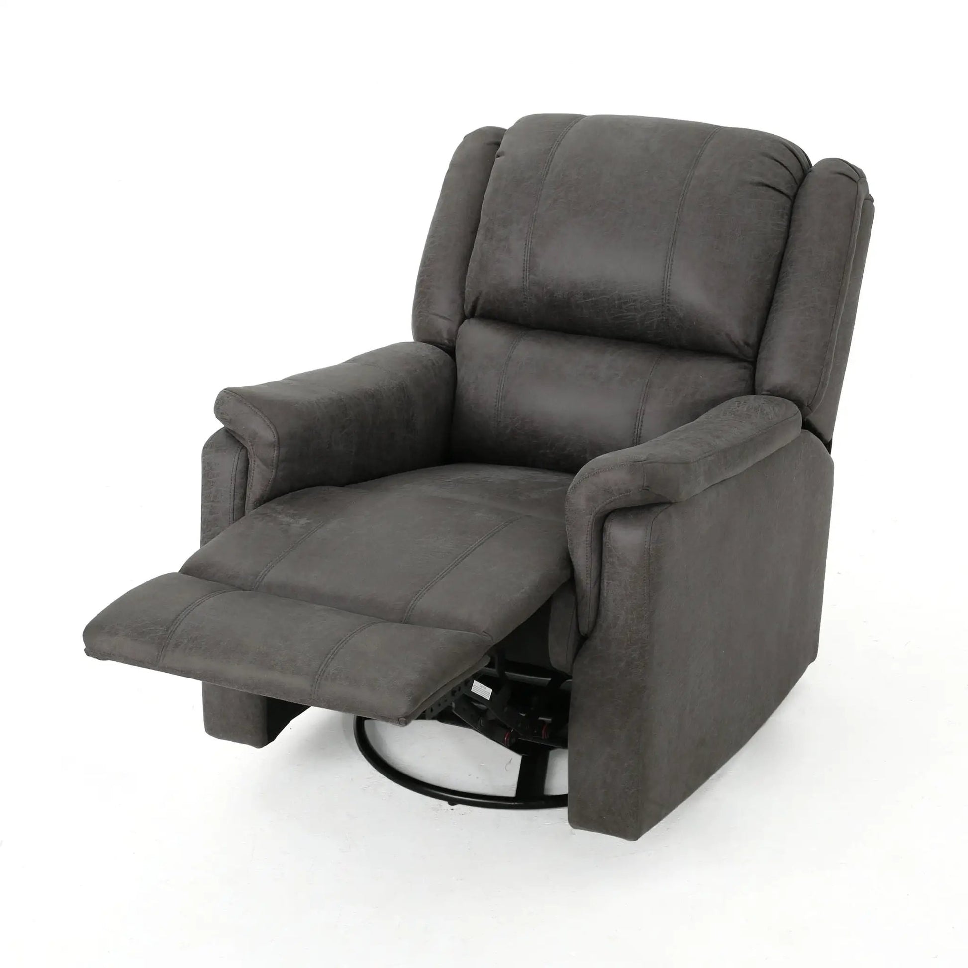 Contemporary glider recliner in dark gray leather with swivel base by Unique Piece Furniture on Tampa Home & Garden Store