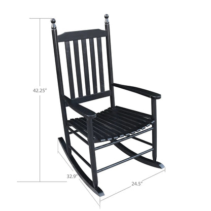 Wooden Porch Rocker Chair in black with slatted back and seat by Unique Piece Furniture on Tampa Home & Garden Store