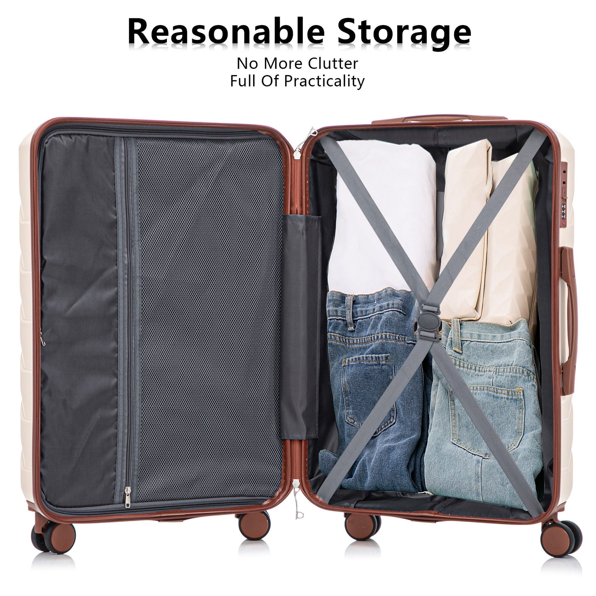 HouseOfZazla 3-Piece Spinner Wheel Luggage Set 20/24/28in with lock and interior straps on Tampa Home & Garden Store