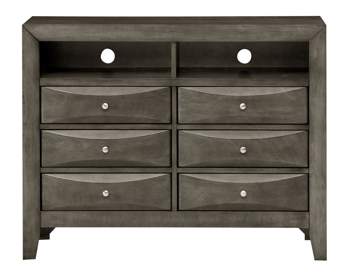 Media chest with beveled fronts in espresso finish, open cubbies and drawers HouseOfZazla on Tampa Home & Garden Store